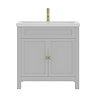 AquaSure Traditional Waterproof PVC Vanity Unit Satin Grey - 800mm with Brushed Brass Handles