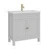 AquaSure Traditional Waterproof PVC Vanity Unit Satin Grey - 800mm with Brushed Brass Handles