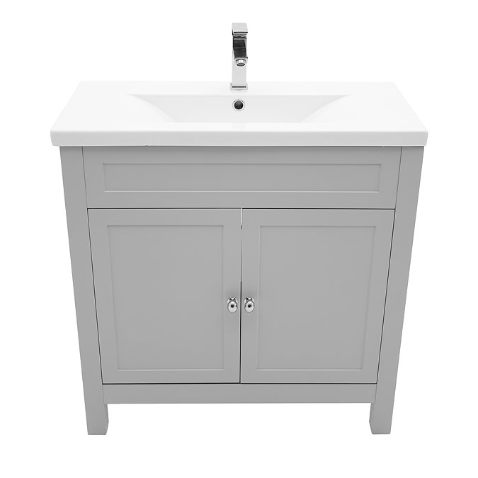 AquaSure Traditional Waterproof PVC Vanity Unit Satin Grey - 800mm with Chrome Handles