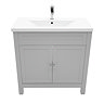 AquaSure Traditional Waterproof PVC Vanity Unit Satin Grey - 800mm with Chrome Handles
