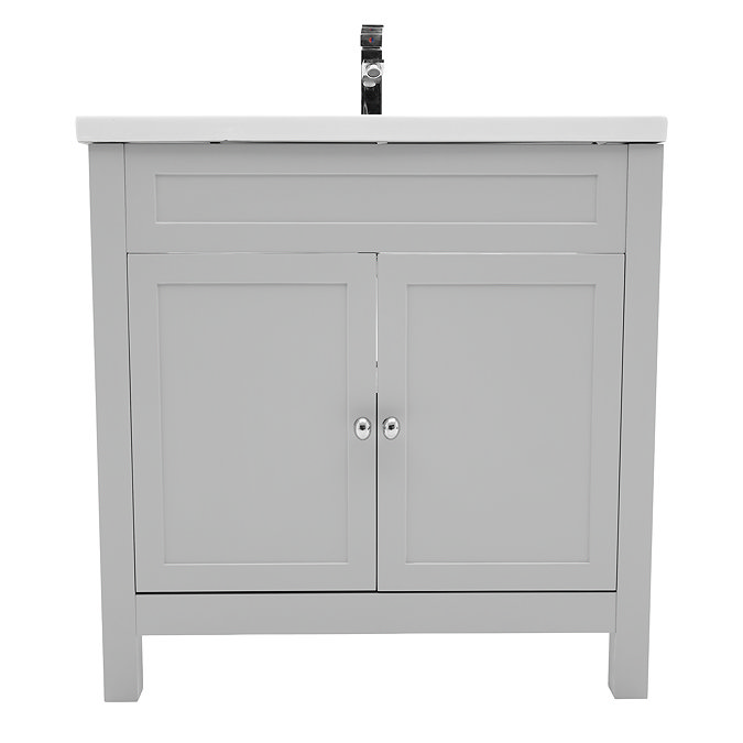 AquaSure Traditional Waterproof PVC Vanity Unit Satin Grey - 800mm with Chrome Handles
