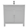 AquaSure Traditional Waterproof PVC Vanity Unit Satin Grey - 800mm with Chrome Handles