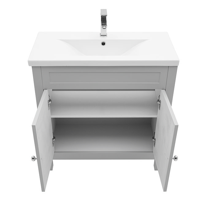 AquaSure Traditional Waterproof PVC Vanity Unit Satin Grey - 800mm with Chrome Handles