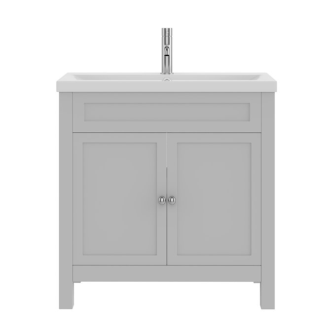 AquaSure Traditional Waterproof PVC Vanity Unit Satin Grey - 800mm with Chrome Handles