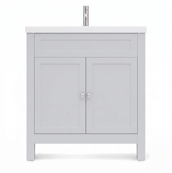 AquaSure Traditional Waterproof PVC Vanity Unit Satin Grey - 800mm with Chrome Handles