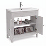AquaSure Traditional Waterproof PVC Vanity Unit Satin Grey - 800mm with Chrome Handles