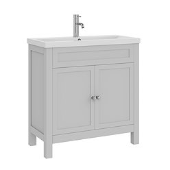 AquaSure Traditional Waterproof PVC Vanity Unit Satin Grey - 800mm with Chrome Handles