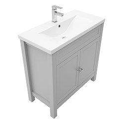 AquaSure Traditional Waterproof PVC Vanity Unit Satin Grey - 800mm with Chrome Handles