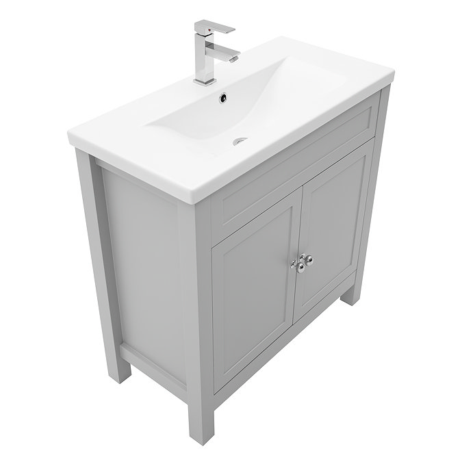 AquaSure Traditional Waterproof PVC Vanity Unit Satin Grey - 800mm with Chrome Handles