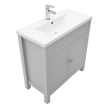 AquaSure Traditional Waterproof PVC Vanity Unit Satin Grey - 800mm with Chrome Handles