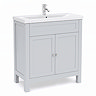 AquaSure Traditional Waterproof PVC Vanity Unit Satin Grey - 800mm with Chrome Handles