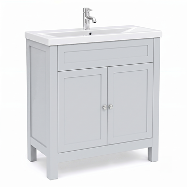 AquaSure Traditional Waterproof PVC Vanity Unit Satin Grey - 800mm with Chrome Handles