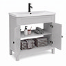 AquaSure Traditional Waterproof PVC Vanity Unit Satin Grey - 800mm with Matt Black Handles
