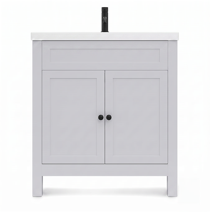 AquaSure Traditional Waterproof PVC Vanity Unit Satin Grey - 800mm with Matt Black Handles