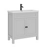 AquaSure Traditional Waterproof PVC Vanity Unit Satin Grey - 800mm with Matt Black Handles
