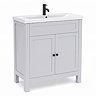 AquaSure Traditional Waterproof PVC Vanity Unit Satin Grey - 800mm with Matt Black Handles