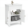 AquaSure Traditional Waterproof PVC Vanity Unit Satin White - 600mm with Antique Brass Handles
