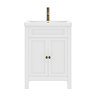 AquaSure Traditional Waterproof PVC Vanity Unit Satin White - 600mm with Antique Brass Handles
