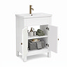 AquaSure Traditional Waterproof PVC Vanity Unit Satin White - 600mm with Antique Brass Handles