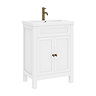 AquaSure Traditional Waterproof PVC Vanity Unit Satin White - 600mm with Antique Brass Handles