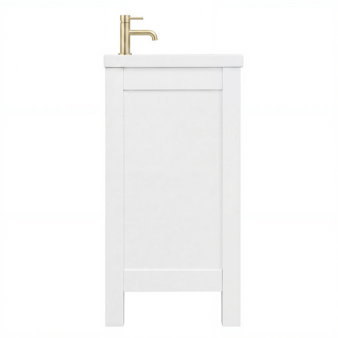 AquaSure Traditional Waterproof PVC Vanity Unit Satin White - 600mm with Brushed Brass Handles