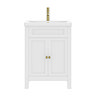 AquaSure Traditional Waterproof PVC Vanity Unit Satin White - 600mm with Brushed Brass Handles
