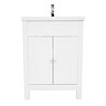 AquaSure Traditional Waterproof PVC Vanity Unit Satin White - 600mm with Chrome Handles