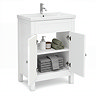 AquaSure Traditional Waterproof PVC Vanity Unit Satin White - 600mm with Chrome Handles