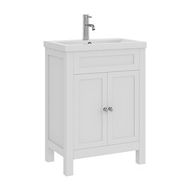 AquaSure Traditional Waterproof PVC Vanity Unit Satin White - 600mm with Chrome Handles