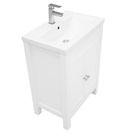 AquaSure Traditional Waterproof PVC Vanity Unit Satin White - 600mm with Chrome Handles
