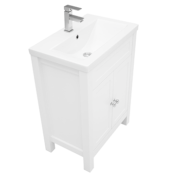 AquaSure Traditional Waterproof PVC Vanity Unit Satin White - 600mm with Chrome Handles