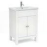 AquaSure Traditional Waterproof PVC Vanity Unit Satin White - 600mm with Chrome Handles
