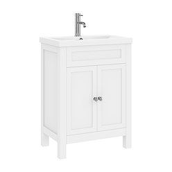 AquaSure Traditional Waterproof PVC Vanity Unit Satin White - 600mm with Chrome Handles