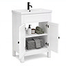 AquaSure Traditional Waterproof PVC Vanity Unit Satin White - 600mm with Matt Black Handles