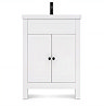 AquaSure Traditional Waterproof PVC Vanity Unit Satin White - 600mm with Matt Black Handles