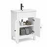 AquaSure Traditional Waterproof PVC Vanity Unit Satin White - 600mm with Matt Black Handles