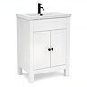 AquaSure Traditional Waterproof PVC Vanity Unit Satin White - 600mm with Matt Black Handles