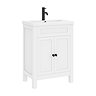 AquaSure Traditional Waterproof PVC Vanity Unit Satin White - 600mm with Matt Black Handles