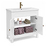 AquaSure Traditional Waterproof PVC Vanity Unit Satin White - 800mm with Antique Brass Handles