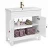 AquaSure Traditional Waterproof PVC Vanity Unit Satin White - 800mm with Antique Brass Handles