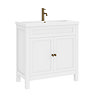 AquaSure Traditional Waterproof PVC Vanity Unit Satin White - 800mm with Antique Brass Handles