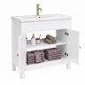 AquaSure Traditional Waterproof PVC Vanity Unit Satin White - 800mm with Brushed Brass Handles