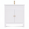 AquaSure Traditional Waterproof PVC Vanity Unit Satin White - 800mm with Brushed Brass Handles