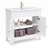 AquaSure Traditional Waterproof PVC Vanity Unit Satin White - 800mm with Brushed Brass Handles