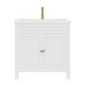 AquaSure Traditional Waterproof PVC Vanity Unit Satin White - 800mm with Brushed Brass Handles