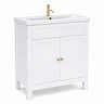AquaSure Traditional Waterproof PVC Vanity Unit Satin White - 800mm with Brushed Brass Handles