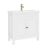 AquaSure Traditional Waterproof PVC Vanity Unit Satin White - 800mm with Brushed Brass Handles