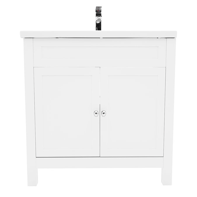 AquaSure Traditional Waterproof PVC Vanity Unit Satin White - 800mm with Chrome Handles