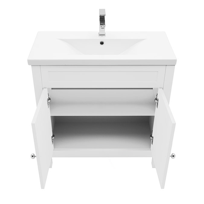 AquaSure Traditional Waterproof PVC Vanity Unit Satin White - 800mm with Chrome Handles