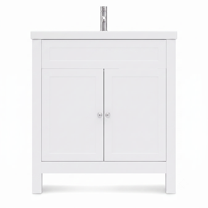 AquaSure Traditional Waterproof PVC Vanity Unit Satin White - 800mm with Chrome Handles